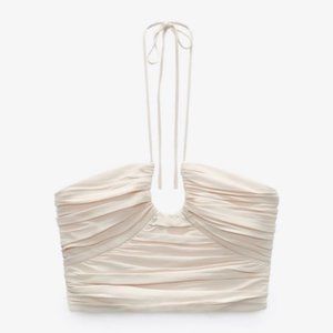 Zara Keyhole Ruched Halter - Ivory